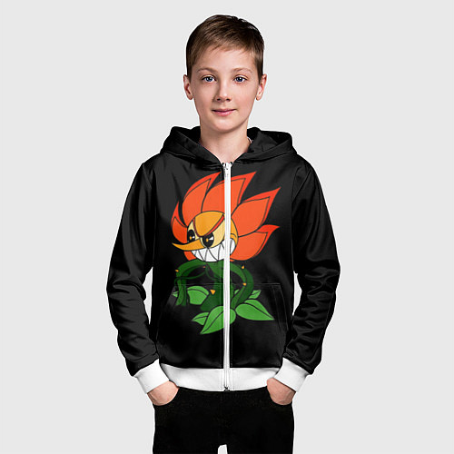 Детская толстовка на молнии Cuphead - Кэгни Гвоздика / 3D-Белый – фото 3