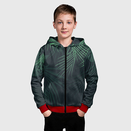 Детская толстовка на молнии Пальмовый узор / 3D-Красный – фото 3