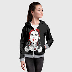 Толстовка на молнии детская Woman is holding a gun, цвет: 3D-меланж — фото 2