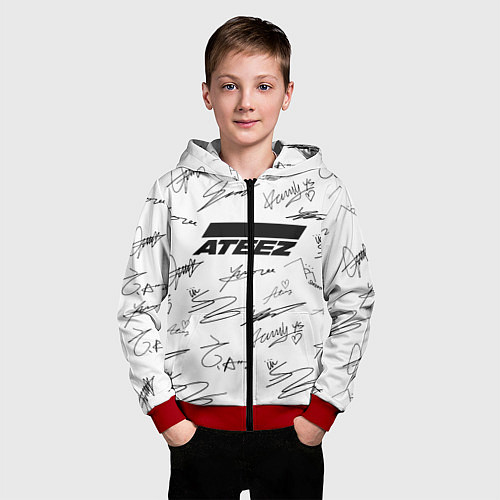 Детская толстовка на молнии ATEEZ АВТОГРАФЫ / 3D-Красный – фото 3