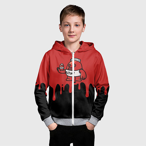 Детская толстовка на молнии Спайк кетчуп / 3D-Меланж – фото 3
