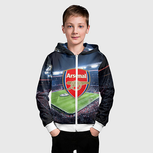 Детская толстовка на молнии FC Arsenal / 3D-Белый – фото 3