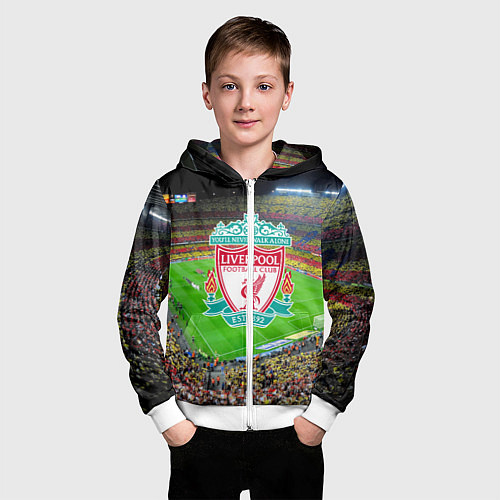 Детская толстовка на молнии FC Liverpool / 3D-Белый – фото 3