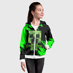 Толстовка на молнии детская MINECRAFT CREEPER, цвет: 3D-белый — фото 2