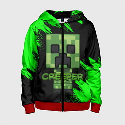 Толстовка на молнии детская MINECRAFT CREEPER, цвет: 3D-красный