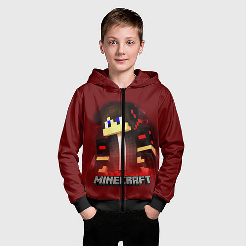 Детская толстовка на молнии MINECRAFT / 3D-Черный – фото 3
