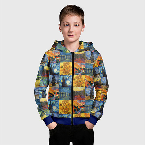 Детская толстовка на молнии Картины Ван Гога / 3D-Синий – фото 3