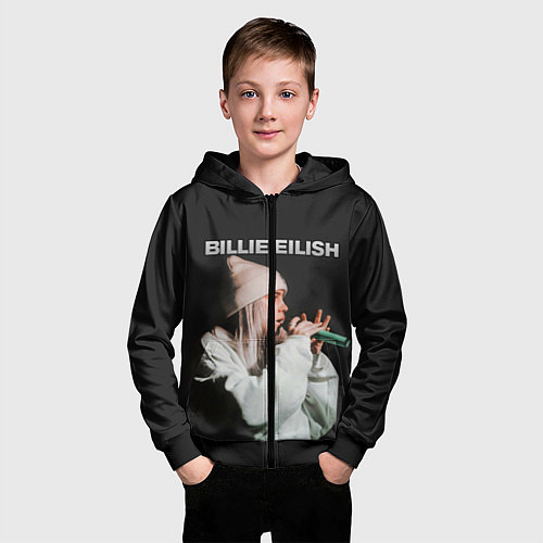 Детская толстовка на молнии BILLIE EILISH / 3D-Черный – фото 3