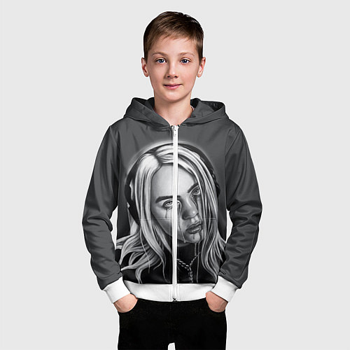 Детская толстовка на молнии BILLIE EILISH / 3D-Белый – фото 3