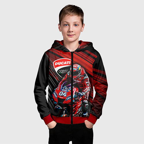 Детская толстовка на молнии Andrea Dovizioso / 3D-Красный – фото 3