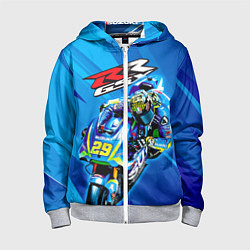 Толстовка на молнии детская Suzuki MotoGP, цвет: 3D-меланж