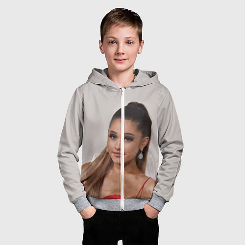 Детская толстовка на молнии Ariana Grande Ариана Гранде / 3D-Меланж – фото 3