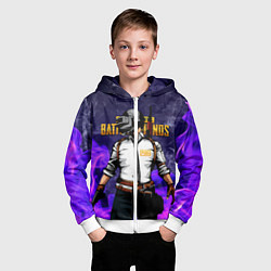 Толстовка на молнии детская PUBG, цвет: 3D-белый — фото 2