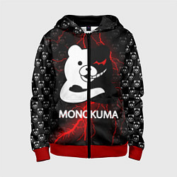 Толстовка на молнии детская MONOKUMA, цвет: 3D-красный