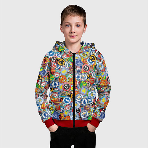 Детская толстовка на молнии Английская Премьер Лига / 3D-Красный – фото 3