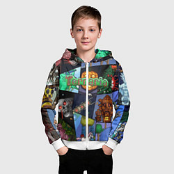 Толстовка на молнии детская Terraria, цвет: 3D-белый — фото 2