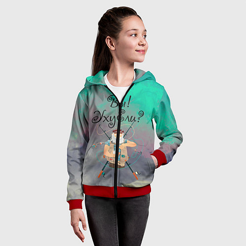 Детская толстовка на молнии Рыбак / 3D-Красный – фото 4