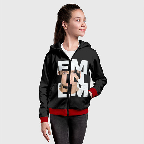 Детская толстовка на молнии Eminem / 3D-Красный – фото 4