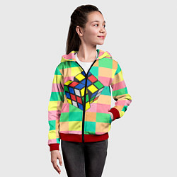 Толстовка на молнии детская Кубик Рубика, цвет: 3D-красный — фото 2