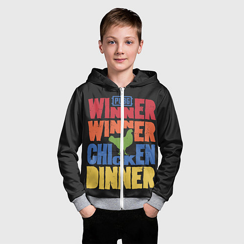 Детская толстовка на молнии Winner Chicken Dinner / 3D-Меланж – фото 3