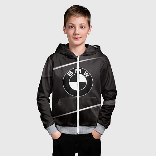 Детская толстовка на молнии BMW / 3D-Меланж – фото 3