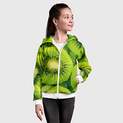 Толстовка на молнии детская Зеленый киви, цвет: 3D-белый — фото 2