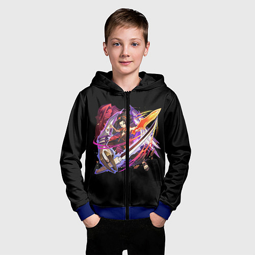 Детская толстовка на молнии Shaman king / 3D-Синий – фото 3