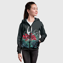 Толстовка на молнии детская Hollow Knight, цвет: 3D-черный — фото 2