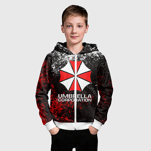 Детская толстовка на молнии UMBRELLA CORP / 3D-Белый – фото 3