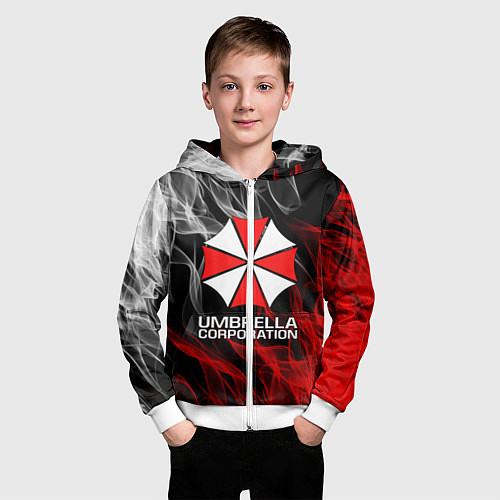 Детская толстовка на молнии UMBRELLA CORP / 3D-Белый – фото 3