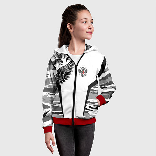 Детская толстовка на молнии Камуфляж Россия / 3D-Красный – фото 4