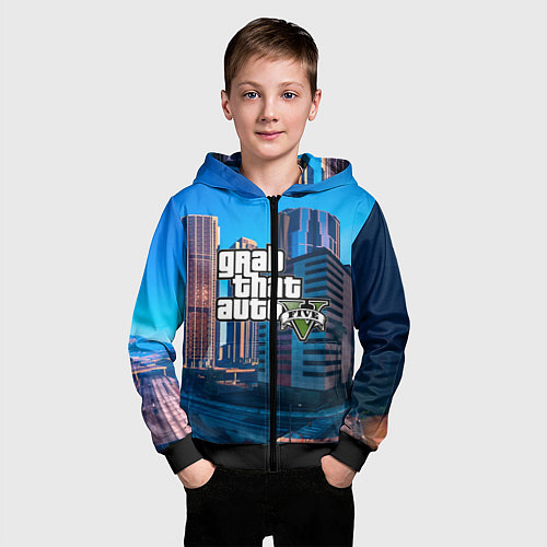 Детская толстовка на молнии GTA 5 / 3D-Черный – фото 3