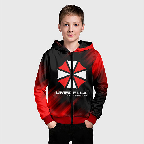 Детская толстовка на молнии Umbrella Corporation / 3D-Красный – фото 3