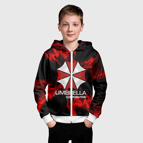 Детская толстовка на молнии UMBRELLA CORP / 3D-Белый – фото 3