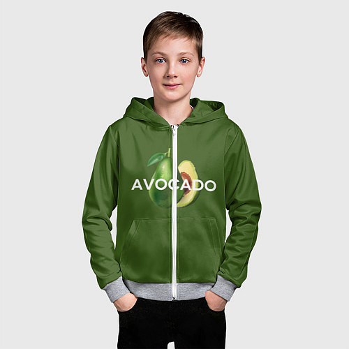 Детская толстовка на молнии АВОКАДО / 3D-Меланж – фото 3