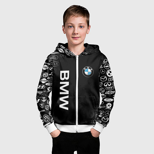 Детская толстовка на молнии BMW / 3D-Белый – фото 3