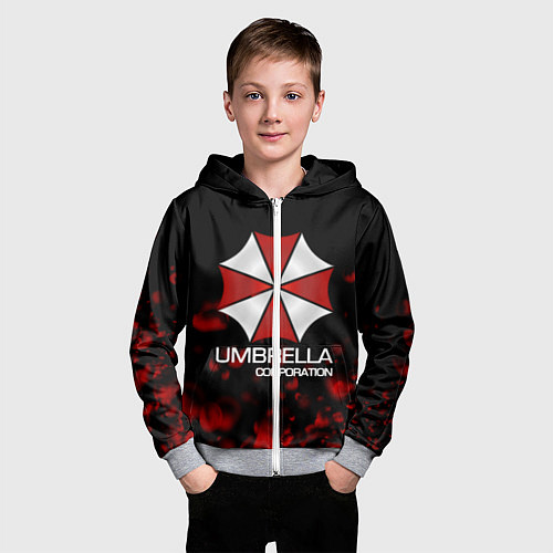 Детская толстовка на молнии UMBRELLA CORP / 3D-Меланж – фото 3