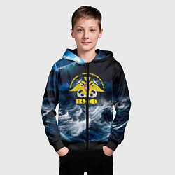 Толстовка на молнии детская Военно-морской флот, цвет: 3D-черный — фото 2