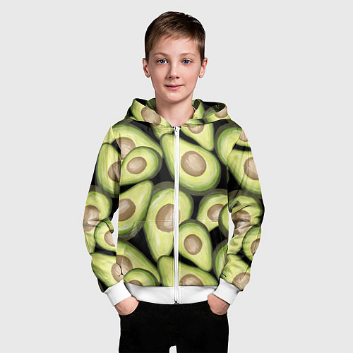 Детская толстовка на молнии Avocado background / 3D-Белый – фото 3