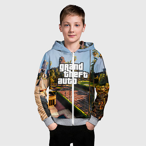 Детская толстовка на молнии Grand Theft Auto / 3D-Меланж – фото 3