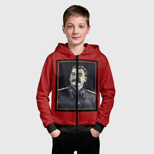 Детская толстовка на молнии Сталин / 3D-Черный – фото 3