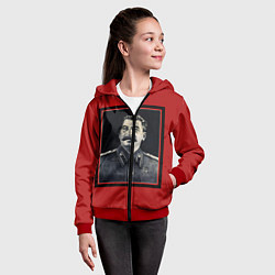 Толстовка на молнии детская Сталин, цвет: 3D-красный — фото 2