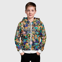 Толстовка на молнии детская MINECRAFT ПЕРСОНАЖИ, цвет: 3D-белый — фото 2