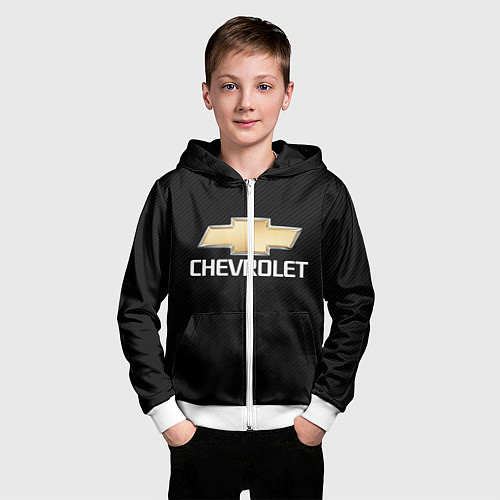 Детская толстовка на молнии CHEVROLET / 3D-Белый – фото 3