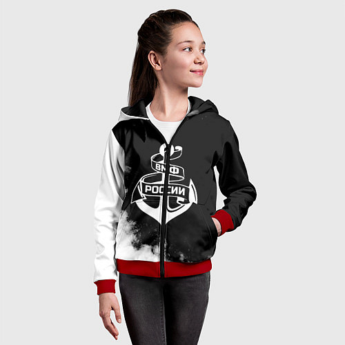Детская толстовка на молнии ВМФ России / 3D-Красный – фото 4