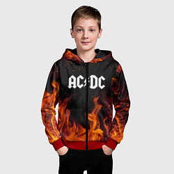 Толстовка на молнии детская AC DC, цвет: 3D-красный — фото 2