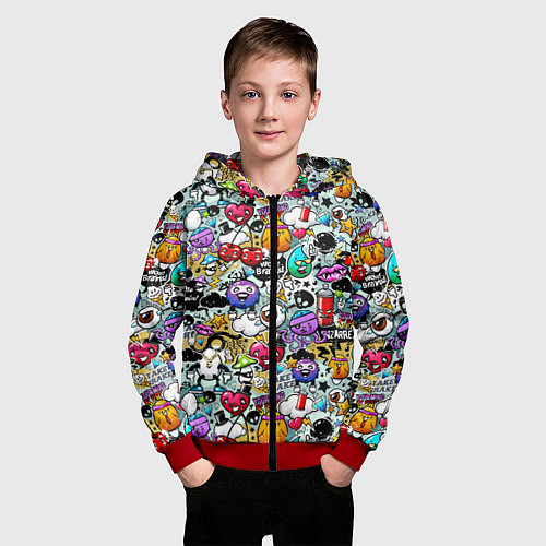 Детская толстовка на молнии Stickerboom / 3D-Красный – фото 3