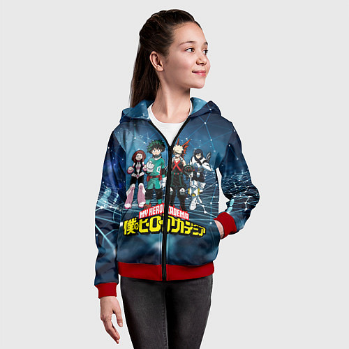 Детская толстовка на молнии Моя геройская академия / 3D-Красный – фото 4