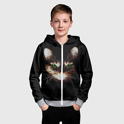 Толстовка на молнии детская Зеленоглазый кот, цвет: 3D-меланж — фото 2