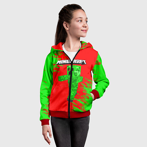 Детская толстовка на молнии MINECRAFT / 3D-Красный – фото 4